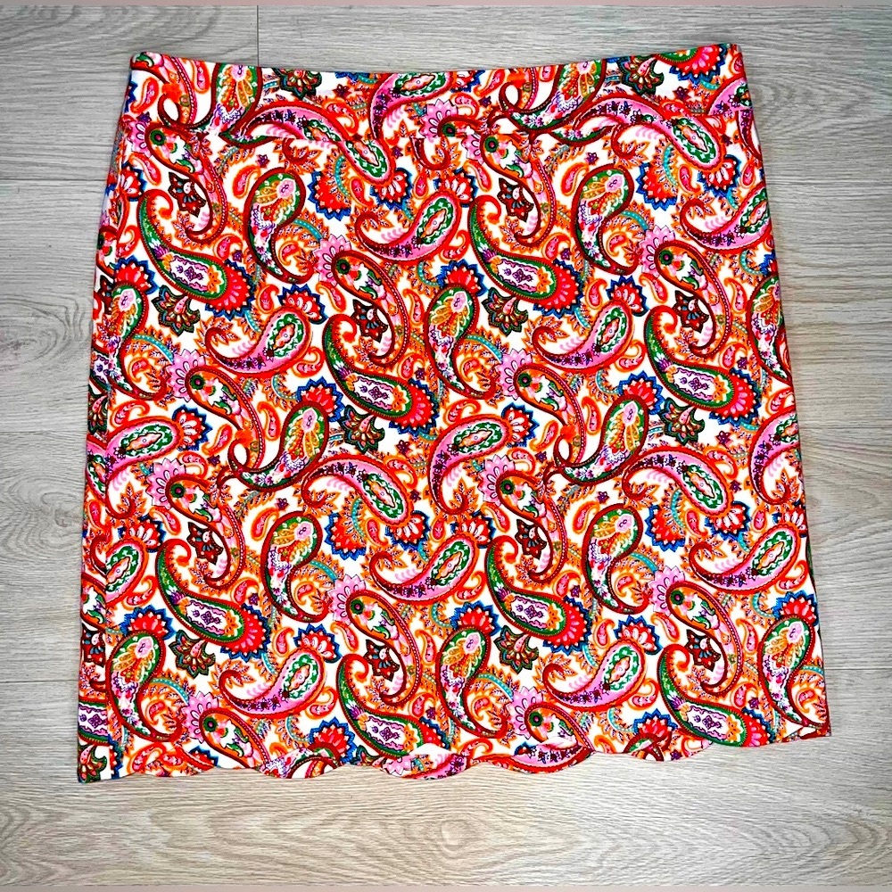 Talbots Paisley Pencil Skirt - Red and Pink , Green, Blue , White Size 12‎